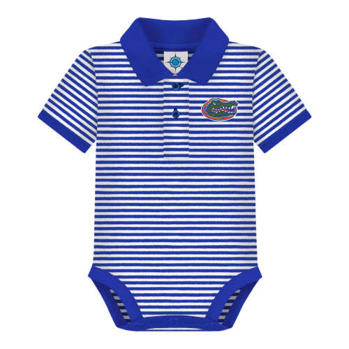 Florida Gators Striped Polo Bodysuit | College Baby royal blue 3-6 months