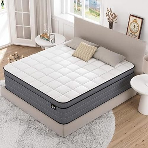Full Size Mattress,10 Inch Hybrid Full Mattress in a Box with Gel Memory Foam and Pocketed Springs,Motion Isolation&Pressure Relief,Firm