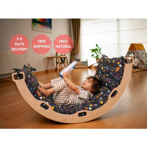 Extra Large Size Wooden Climbing Arch with Comfy Pad, Toddler Boy Gift, Toddler Girl Gift