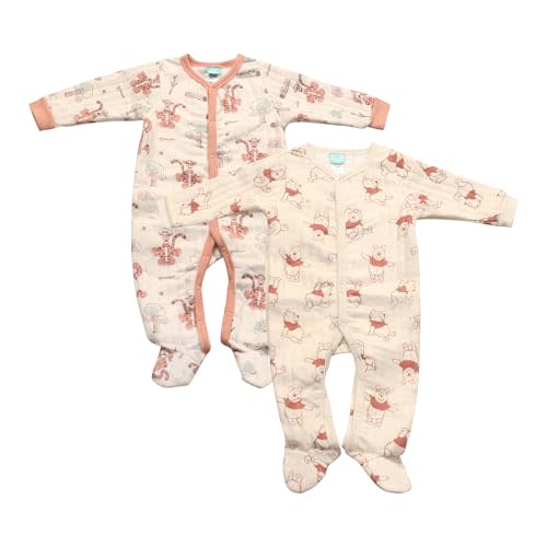 Magic Threadz Disney Clothes Baby Boys 2-Pack Quilted Footed Coveralls Mickey Mouse, Winnie the Pooh and Dumbo (0/3M-6/9M)
