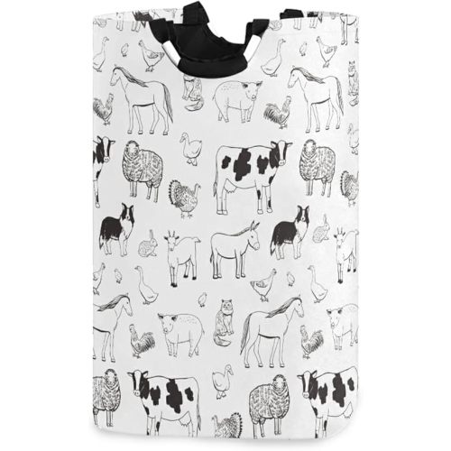 xigua Laundry Hamper Basket Farm Animals Collapsible Nursery Storage Bin Waterproof Clothing Baskets for Home Bedroom Bathroom Washing Room