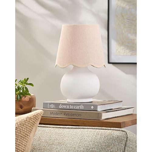 Mark&Day Table Lamps, Kolleen Cottage Pink Bedside Table Lamp for Nightstand Bedroom, Living Room or Office (13" H x 8" W x 8" D)