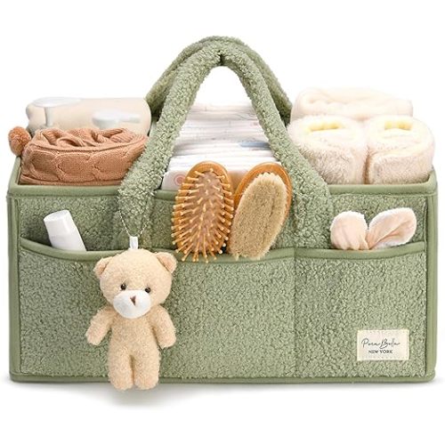 PeraBella Diaper Caddy Organizer for Changing Table, Storage Basket for Wipes, Gift for Baby Shower, Car Organizer, Nursery Organizer, Portable Storage