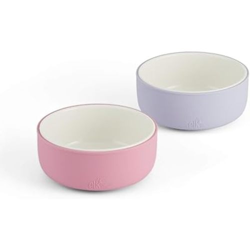 Elk and Friends Kids Porcelain Bowls with Silicone Sleeve | Kids/Toddler/Baby Feeding | Microwave & Dishwasher Safe | Non slip | Cereal/Soup/Snack Dishes & Dinnerware