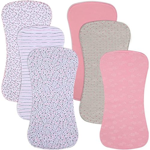 6 Pack Cotton Baby Burp Cloths Extra Absorbent Soft for Baby Boys and Girls - Pink