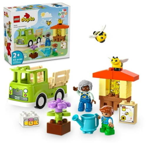 LEGO DUPLO Town Caring for Bees & Beehives Preschool Kids’ Learning Toy, 2 Figures and a Drivable Truck, STEM Toy, Build-and-Rebuild Educational Set for Toddlers Ages 2 Years Old and Up, 10419