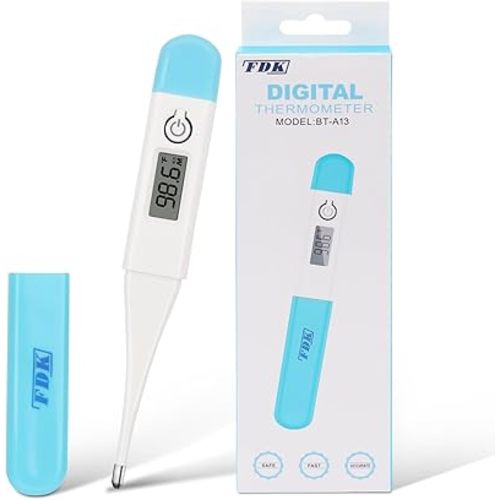 Thermometers for Adults Kids, Digital Fast Accurate Reading Oral Thermometer for Baby Temperature, Water-Resistant Easy-to-Use & Read, Probe Covers Included