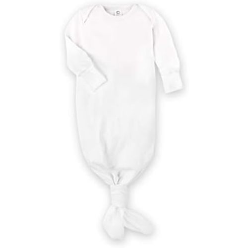 Colored Organics Baby 100% Organic Cotton Newborn Knotted Gown - Infant Indy Kimono Wrap Front Tie Knot with Mitten Cuffs