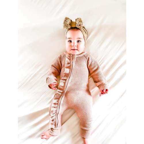 Frill Zip Baby Jumpsuit/Light Rose