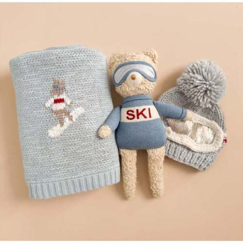 Ski Snowboard Blanket Organic Cotton Kids Baby Decor - The Blueberry Hill | Maisonette