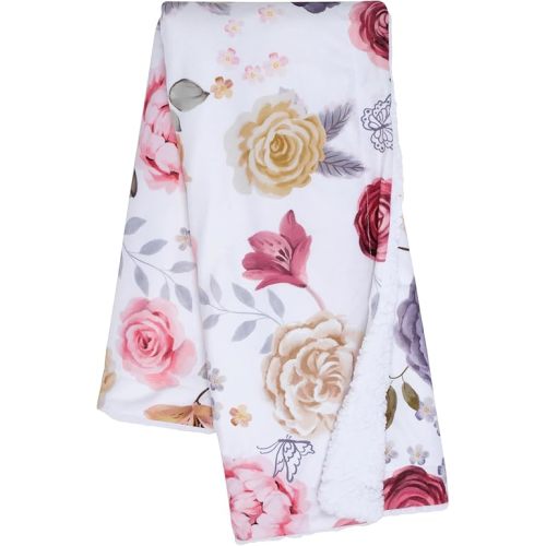 Lambs & Ivy Secret Garden Ultra-Soft Fleece/Minky Floral Baby Blanket