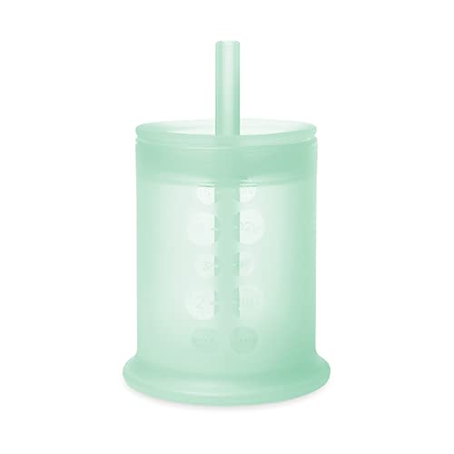 Olababy Silicone Straw Lid for Training Cup | Water Drinking Cup for Babies | 6+ Mo Infant to 12-18 Months Toddler | Transition to Sippy Cup for