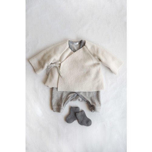 Baby Set #5 Fleece Kimono Jacket, Cream