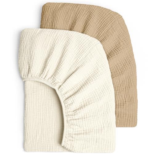 Lulu moon Muslin Crib Sheets - Fitted Crib Mattress Sheets for Boys and Girl - 28"x 52", 2 Pack