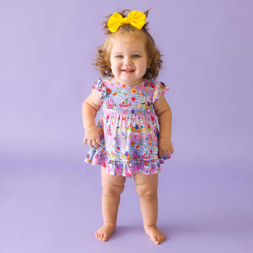 Lisa Frank® Ballerina Bunnies Tie Back Ruffled Bodysuit Dress