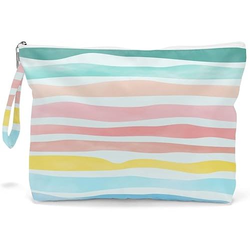 Fokongna Wet Dry Bag, Wet Bag for Swimsuit Travel Beach Bag, Diaper Bag Toiletry Bag Waterproof Large Makeup Bag, Zipper Pouch for Women Girls Sister Friends Wet Bag Starfish Sea Beach rainbow Gifts