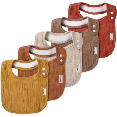 Muslin Bibs for Baby Boys Girls,Organic Muslin Baby Bib for Drooling and Teething,Soft Bandana Drool Bibs 5 Pack