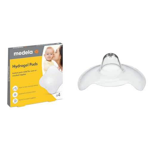 Medela Hydrogel Pads | Pain Relief for Sore or Cracked Nipples | Breastfeeding Essentials & Contact Nipple Shield for Breastfeeding, 20mm Small Nippleshield