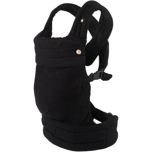 Baby Carrier for Newborns & Toddlers | Cozy Wrap with Lumbar Support | Soft Black Fabric, Adjustable Fit (7-35lbs)