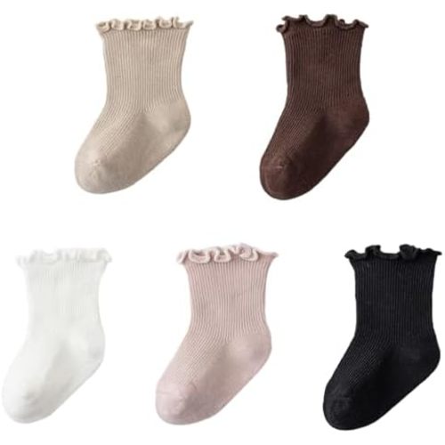Meeshine Infant Baby Girls Boys Ruffle Socks Kids Frilly Turn Cuff Cotton Mesh Dress Ankle Socks for Toddler 0-5T