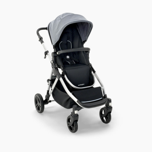 Mockingbird Single-to-Double Stroller 2.0 - Heather Grey Canopy With Black Leather