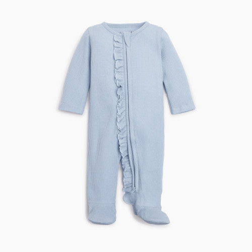 Tiny Kind The Ruffle Waffle Footie - Lt. Blue, 0-3 M