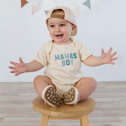 Mama's Boy Multi Short Sleeve Bodysuit, Natural - Sweet Wink | Maisonette