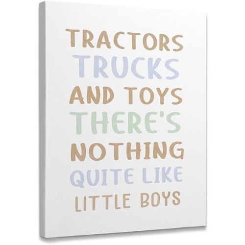 Tractors Trucks And Toys There’s Nothing Quite Like Little Boys Framed Canvas Wall Art Decor 11×14 inch, Baby Boy Nursery Print Painting Artwork Home Wall Decoration For Boys Kids Room Bedroom
