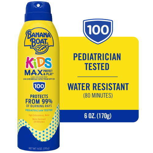 Banana Boat Kids Max Protect & Play Sunscreen Spray SPF 100, Kids Sunscreen Spray, Sunblock, 6 oz HSA/FSA Eligible