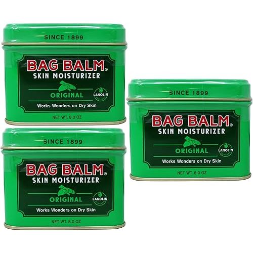 Bag Balm Vermont's Original Hand Moisturizer, Hand Balm for Dry Skin, Cracked Hands, Heels & Dry Hands Treatment, For Dogs and More Ointment, Lotion - 8oz Tin, 3 Pack