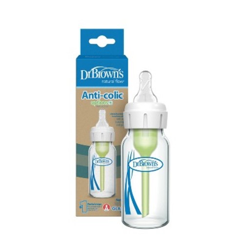 Dr. Brown's 4oz Anti-Colic Options+ Narrow Glass Baby Bottle with Level 1 Slow Flow Nipple - 0m+