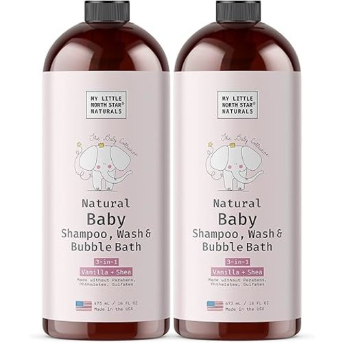 Gentle 3-in-1 Baby Shampoo, Body Wash and Bubble Bath (Vanilla Shea 2 Pack)