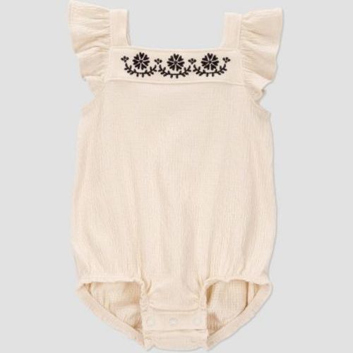 Carter's Just One You® Baby Girls' Romper with Embroidery - Black/Ivory 3M