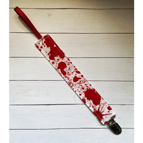 Horror Red Splatter Pacifier Clip Spooky Haunted Little Darkness
