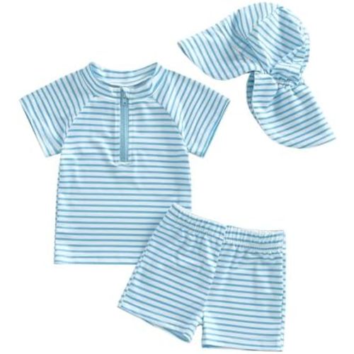 Baby Toddler Boys Swimsuit Infant Girl Swimsuits 6 12 18 24M 2T 3T 4T Bathing Suit Swimwear 3Pcs Set Rash Guard Hat