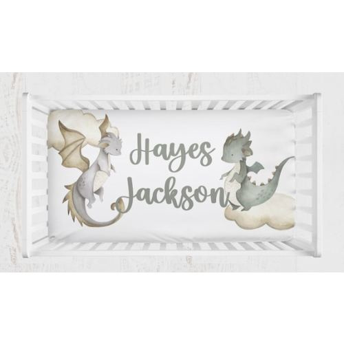 Dragon Baby Crib Sheets, Personalized Crib Sheet, Dragon and Clouds Fitted Sheet, Baby Nursery Decor - Etsy