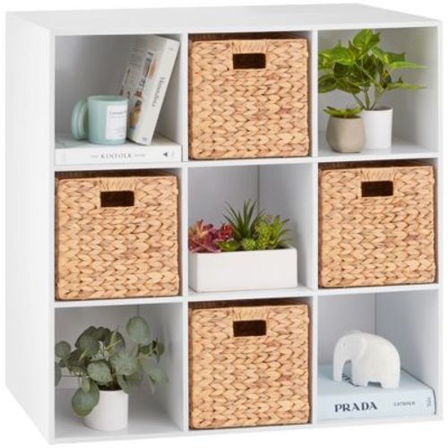 Best Choice Products 9-Cube Bookshelf, 11in Display Storage Organizer w/ 3 Removable Back Panels - Light Oak