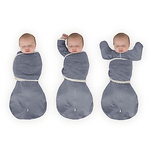 SwaddleDesigns Omni Swaddle Sack Arms Up Half-Length Sleeves & Mitten Cuffs, Easy Swaddle Transition, Denim, 0-3 Month