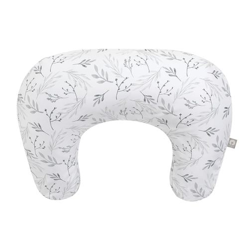 Boppy Nursing Pillow, Gray Gentle Leaves, Larger, More Supportive Pillow for Breastfeeding and Bottle Feeding; Firmer Fill, Higher Lift, Larger Area Than Original Nursing Pillow; JPMA Certified