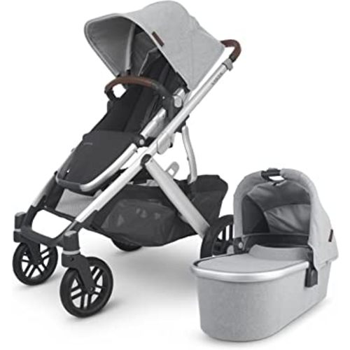 UPPAbaby Vista V2 Stroller| Convertible Single-To-Double Stroller System| Bassinet, Toddler Seat, Bug Shield, Rain Shield, and Storage Bag Included| Stella (Grey Mélange/Silver Frame/Chestnut Leather)