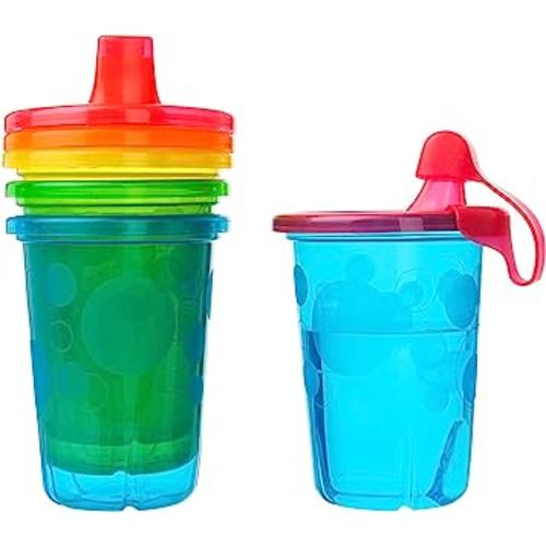 Take & Toss Toddler Sippy Cups - Multicolored Toddler Cups with Lids - Toddler Sippy Cups and Party Supplies - Baby Feeding Essentials - 10 Oz - 4 Count