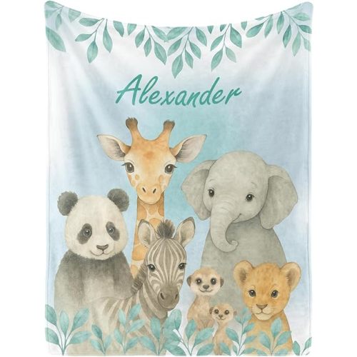 Ship Next Day,Personalized Baby Blanket with Name, Custom Baby Blanket for Kids Soft Flanne Blankets in Easter Personalized Baby Gifts for Infant Newborn Shower (Cyan)