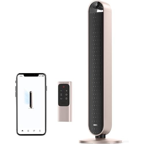 Dreo Smart Tower Fan Voice Control, 120° Oscillating Fan Works with Alexa/Google/App/Remote, 42 Inch, 25dB Quiet DC Bladeless Fan for Bedroom,12 Speeds, Floor Fan for Home, Office, Pilot Max S