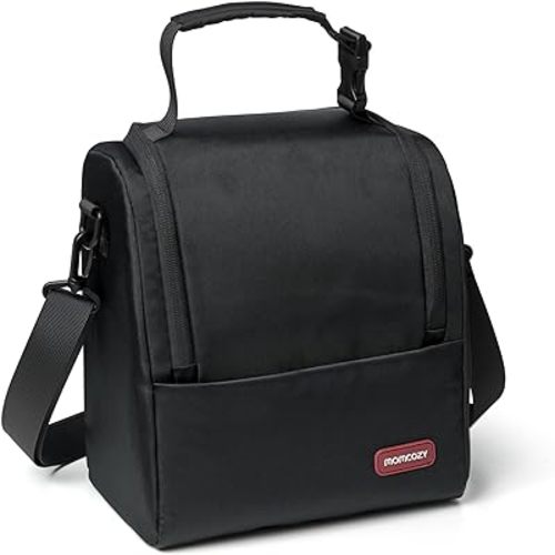 Momcozy Insulated Baby Bottle Bag, Multi-Function Breastmilk Cooler Bag, Fits 6 Baby Bottles Up to 9oz, with Strap and PP Compartment, Baby Bottle Cooler Bag for Nursing Mom Daycare, Black