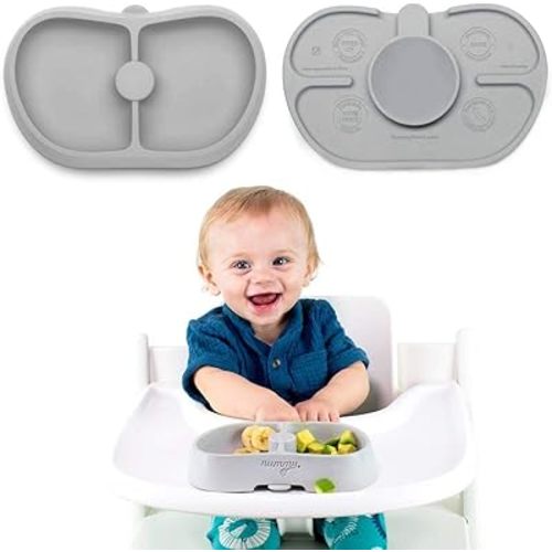 Nummy BOWL - Pure Silicone Bowl with Hidden Suction Cup for Babies and Toddlers | BPA and Phthalate Free | Microwave and Dishwasher Safe | Great Baby Gift (Gray, Core Collection)