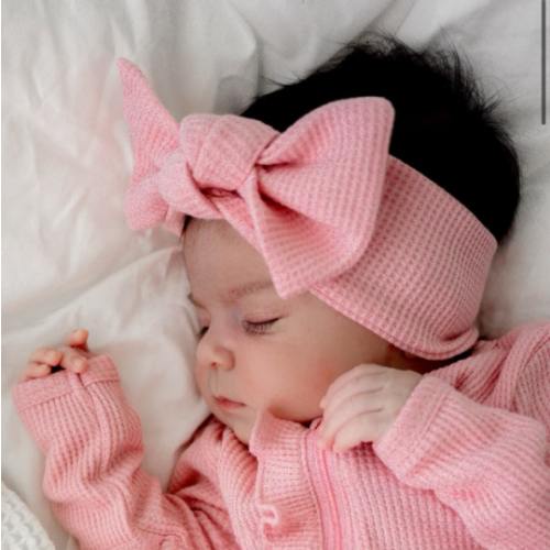 Organic Waffle Knot Bow, Pink – SpearmintLOVE