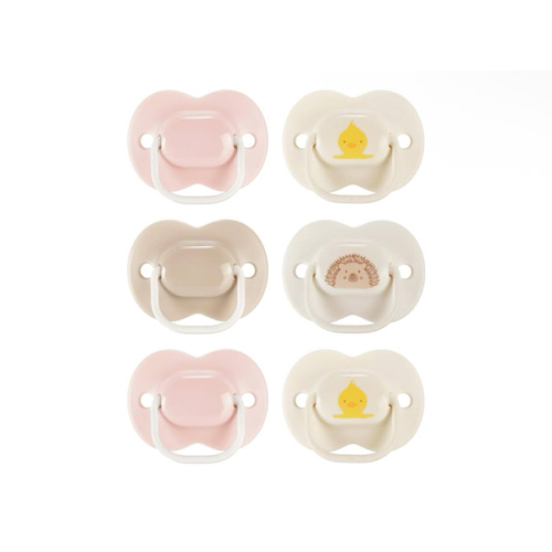 Tommee Tippee Anytime Matte Newborn Pacifiers, 0-6 Months, Symmetrical Baglet, BPA-Free Binkies, Pink and Beige, Pack of 6