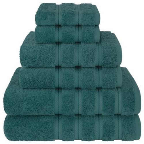 American Soft Linen 6 Piece Towel Set, 100% Cotton Bath Towels for Bathroom, Colonial Blue