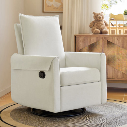 Keech 29.5" Slipcovered Swivel Rocker Manual Nursery Recliner