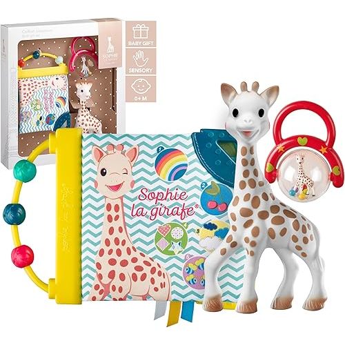 Sophie la girafe | Birth Gift Set | Includes Sophie la girafe, Awakening Book, Handle Rattle | Designed for Teething Babies | Awaken All 5 Senses | Easy to Clean